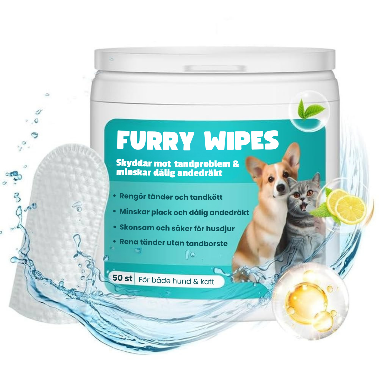 Furry Wipes – Rengör tänderna utan tandborste